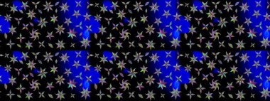 Siyah renkli çiçekler. Tropik çiçek desenleri. Raster illüstrasyonu.