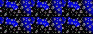 Raster illüstrasyonundaki çiçek desenli çizim. Renkli Bahar Teması eskiz kalıbı. Siyah renkli çiçekler. Düz Çiçek Elementleri Tasarımı.