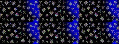 Raster illüstrasyonu. Çiçek süslemeli çizim deseni. Siyah renkte çiçekler.