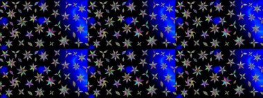 Siyah renklerde. Raster illüstrasyonu. Çiçekli güzel suluboya desen.