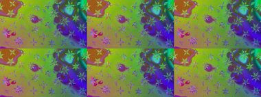 Raster illüstrasyonu. Çizim kalıbı. Renkli süs kenarı. Hint süsü. Çiçek duvar kağıdı. Yeşil renklerde.