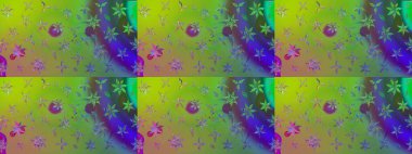 Düz Çiçek Elementleri Tasarım Raster illüstrasyonu. Renkli Bahar Teması eskiz kalıbı. Çiçek desenli eskiz. Yeşil renkte çiçekler.