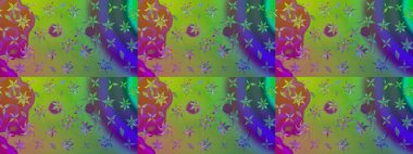 Raster illüstrasyonu. Taslak desenli, modaya uygun kumaş deseni. Renkli Bahar Teması eskiz kalıbı. Şirin çiçek elementleri. Düz Çiçek Elementleri Tasarımı.