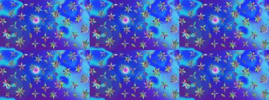 Raster illüstrasyonu. Küçük çiçekteki sevimli çiçek deseni. Raster deseni. Soyut çiçek çizim kalıbı arka planı. Mavi renklerde.