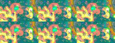 Motley illüstrasyonu. Mavi çiçekli bahar çiçekleri. Küçük renkli çiçekler. Moda baskıları için zarif bir şablon. Küçük çiçekte şirin desenler.