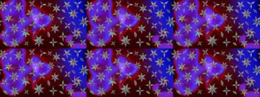 Mor renkli Asya tekstili. Suluboya çiçekli çiçek deseni. Raster illüstrasyonu.