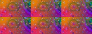 Çiçekli karalama şeklinde Raster çiçek deseni. Kahverengi renkli çiçekler. Nazik, sevimli çiçek arkaplanı..