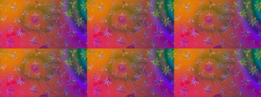 Kahverengi kıvırcık çiçekler kahverengi renklerde şekillenir. Klasik çiçek tasarımı elementleri. Raster illüstrasyonu.