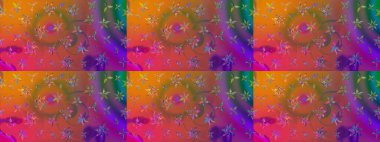 Kahverengi renklerde. Raster illüstrasyonu. Çizim kalıbı. Renkli süs kenarı. Hint süsü. Çiçek duvar kağıdı.