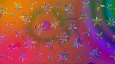 Düz Çiçek Elementleri Tasarımı. Kahverengi renkli çiçekler. Renkli Bahar Teması eskiz kalıbı. Çiçekle çizim deseni.