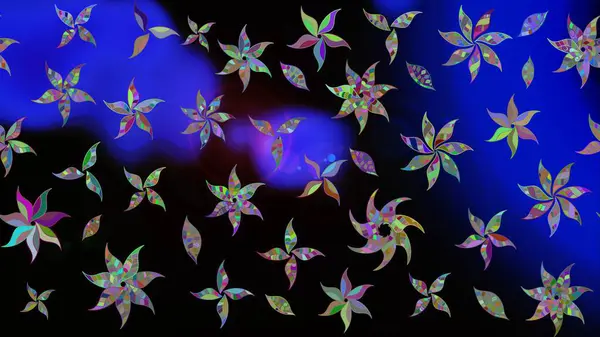 Düz Çiçek Elementleri Tasarımı. Raster illüstrasyonundaki çiçek desenli çizim. Renkli Yaz Temalı eskiz kalıbı. Siyah renkte çiçekler.