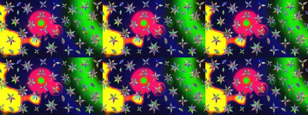 Düz Çiçek Elementleri Tasarımı. Renkli Bahar Teması eskiz kalıbı. Raster..