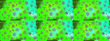 Yeşil renkli çiçekler. Raster illüstrasyonu. Düz Çiçek Elementleri Tasarımı. Renkli Bahar Teması eskiz kalıbı. Çiçekli çiçek deseni, suluboya..