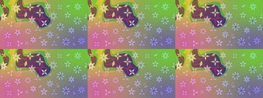 Düz Çiçek Elementleri Tasarımı. Renkli Bahar Teması eskiz kalıbı. Güzel kumaş deseni. Raster illüstrasyonunda çiçek deseni çizimi.