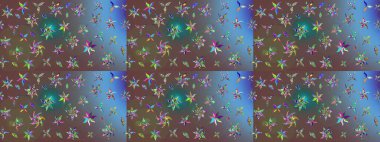 Çiçekli karalama şeklinde Raster çiçek deseni. Raster illüstrasyonu. Nazikçe, yaz çiçekleri kahverengi renklerde.