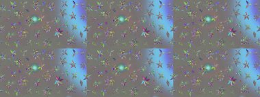 Çiçek desenli çizim. Renkli Bahar Teması eskiz kalıbı. Asya tekstil tarzında. Raster illüstrasyonu. Güzel kumaş deseni. Düz Çiçek Elementleri Tasarımı.