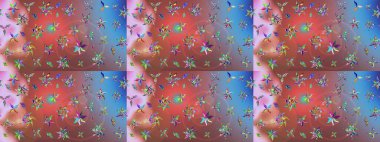 Pembe renkli etnik çiçeklerle süslenmiş zarif bir eskiz. Asya Tekstil 'inde Raster Çiçek İllüstrasyonu.