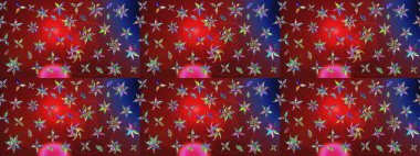 Raster düz çiçek çizim deseni. Hediye ambalaj kağıdı, tebrik kartları, posterler ve pankart tasarımı. Kırmızı renkte çiçekler.