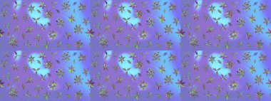 Renkli grunge soyut arkaplanı kolonya çiçekleriyle süslüyor. Nakış desenli çiçek deseni. İzler, kumaş, duvar kağıtları, tekstil için raster dokusu.