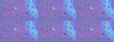 Raster illüstrasyonu. 3D çiçekler, eskiz. Menekşe renklerinde.