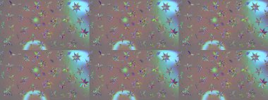 Düz Çiçek Elementleri Tasarımı. Renkli Bahar Teması eskiz kalıbı. Süslü kumaş deseni. Raster illüstrasyonunda çiçek deseni çizimi.