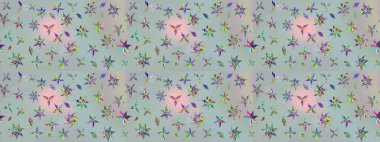 Tomurcukları çiçek olan sevimli bir çiçek deseni. Kumaş, tekstil, duvar kağıdı baskısı için. Raster illüstrasyonu. Eski usul. Eskiz geçmişi. Raster..