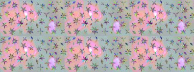 Küçük çiçekte güzel bir çiçek deseni var. Çiçekli çiçek deseni, suluboya. Raster deseni.