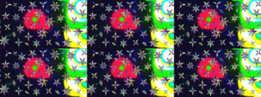 Moda baskıları için zarif bir şablon. Halk tarzı. Parlak renkli çiçekleri ve gri renkli yaprakları olan harika bir çiçek deseni. Modern çiçek arkaplanı.