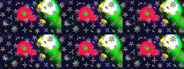 Küçük çiçekte güzel bir desen. Çiçekli bahar çiçekleri. Moda baskıları için zarif bir şablon. Motley illüstrasyonu. Küçük renkli çiçekler. Çizim.