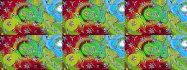 Yumuşak, bahar çiçekli arka plan. Çiçekli karalama şeklinde Raster çiçek deseni. Yeşil renkte çiçekler.