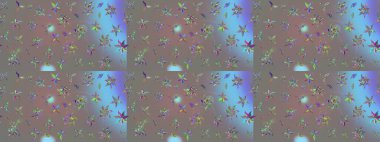 Soyut etnik raster çizim kalıbı. Vadinin gri renkli çiçekleri. Çiçekler..