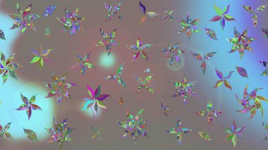 Raster Floral Illustration, Asyalı tekstil. Gri renkli etnik çiçeklerle zarif eskiz deseni.