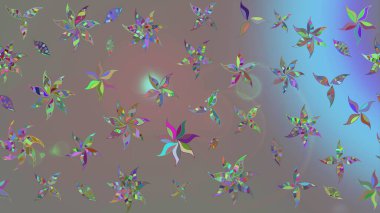 Raster illüstrasyonu. Gri renklere karalamalar çizilmiş çiçek deseni.