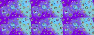 El çizimi çiçekli soyut çizim kalıbı. Mor renkli çiçekler. Raster illüstrasyonu.