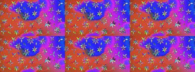 Raster illüstrasyonu. Yumuşak, yaz çiçekleri menekşe renklerinde. Raster çiçek desenli ve çiçekli..