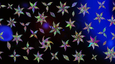 Raster illüstrasyonu. Soyut çiçek çizim kalıbı arka planı. Küçük çiçekteki sevimli çiçek deseni. Siyah renklerde. Raster deseni.