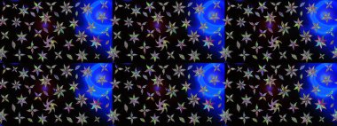 Davetiye ve kartpostal tasarımı için dekoratif çiçek unsurları. Şirin, zarif çiçekler Raster illüstrasyonu. Tekstil için figür. Yapraklı çizim şekli. Poster veya kapak için arkaplan.