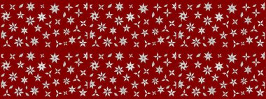 Kırmızı renkte bitkilerden oluşan parlak çiçekli çizim deseni.