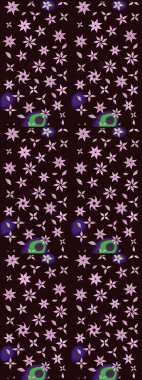 Kahverengi renkte çok kahverengi, zarif küçük çiçekler ve komik böcekler, raster desen, illüstrasyon.