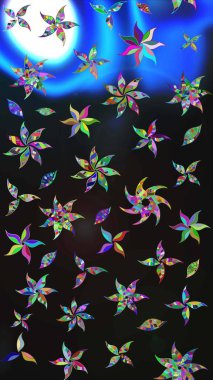 Raster Şirin kumaş deseni. Eskiz klasiği. Renkli Bahar Teması eskiz kalıbı. Düz Çiçek Elementleri Tasarımı.