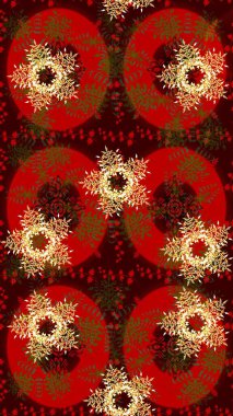 Raster illüstrasyonu. Kar Tanesi Simgesi. Kar tanesi kırmızı, kahverengi ve sarı renklerde izole edilmiş. Raster illüstrasyonu.