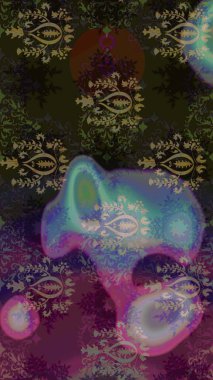 Şirin çiçekli, desenli, gri renkli bir eskiz deseni. Tekstil için suluboya eskiz deseni. El çizimi çiçek çizimi deseni (fayans)).