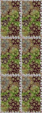 Raster illüstrasyonu. Kahverengi renkte zarif çiçekli suluboya. Renkli Bahar Temalı Kusursuz Arkaplan. Düz Çiçek Elementleri Tasarımı.