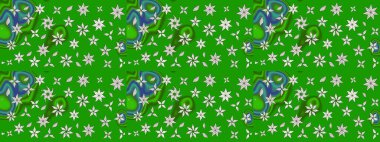 Raster - stok. Yeşil çiçekli eskiz deseni, suluboya çiçek deseni, sevimli çiçek, duvar kağıdı, kart veya kumaş için fayanslı.