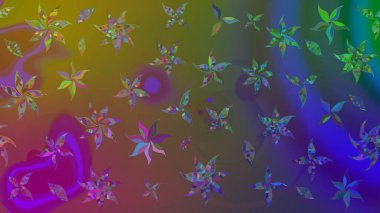 Raster illüstrasyonu. El çizimi. Çiçekli, yapraklı, çiçek desenli çizim..