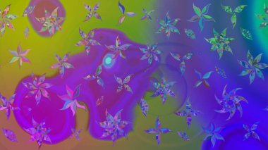 Çiçekli zambakların eskiz geçmişi. Çiçek tasarımı için inanılmaz bir kolaj cenneti tarzı. Parlak çiçekli kolaj çiçekleri mor.