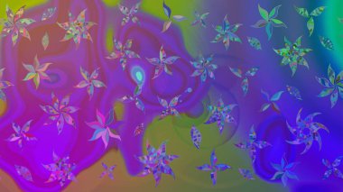 Güzel kumaş deseni. Düz Çiçek Elementleri Tasarımı. Asya tekstil tarzında. Renkli Bahar Teması eskiz kalıbı. Raster illüstrasyonu. Çiçek desenini çiz.