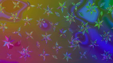 Güzel kumaş deseni. Renkli Bahar Teması eskiz kalıbı. Raster illüstrasyonundaki çiçek desenli çizim. Düz Çiçek Elementleri Tasarımı.