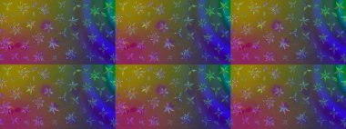 Raster illüstrasyonu. Şirin çiçekli eskiz deseni ve kahverengi renkli yapraklar, suluboya çiçek deseni, duvar kağıdı, kart veya kumaş için fayanslı.