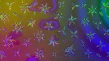 Raster illüstrasyonu. Çiçek buketleriyle klasik bir eskiz şekli. Kahverengi renklerde.